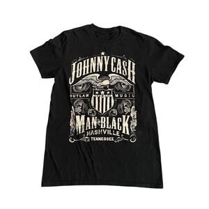 Jonny Cash Man in Black Nashville TN Rock Band Womens Size S Black T-Shirt